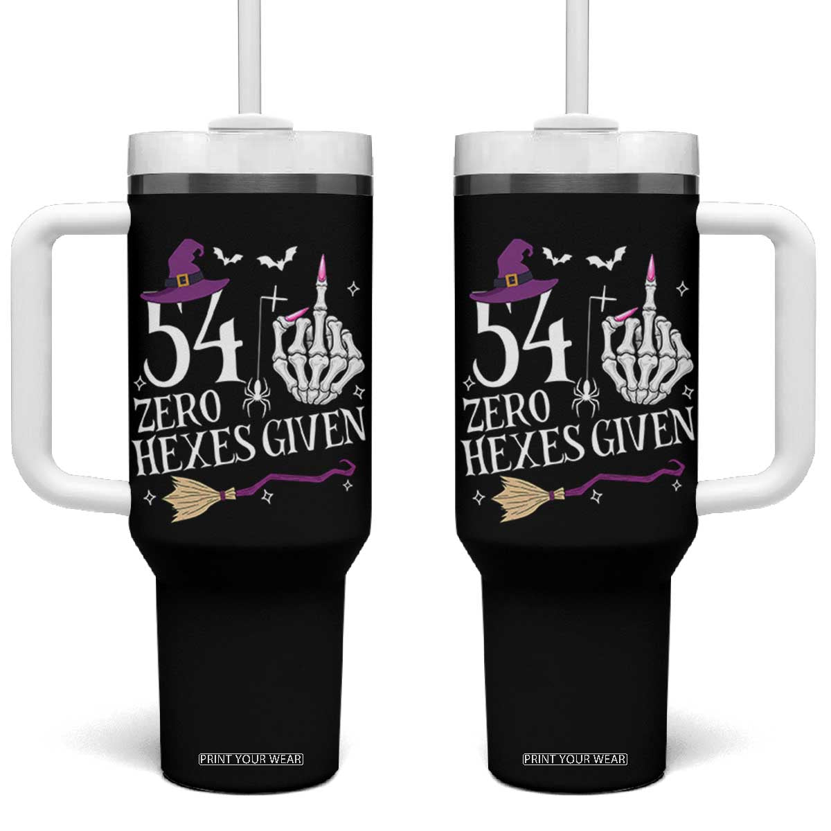55th Birthday Halloween Tumbler With Handle 54 Plus Middle Finger Zero Hexes Given Gift For Women TS14 One Size: 40 oz Black Print Your Wear