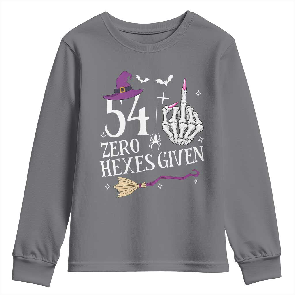 55th Birthday Halloween Youth Sweatshirt 54 Plus Middle Finger Zero Hexes Given Gift For Women TS14 Charcoal Print Your Wear