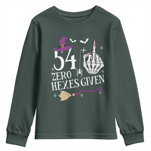 55th Birthday Halloween Youth Sweatshirt 54 Plus Middle Finger Zero Hexes Given Gift For Women TS14 Dark Forest Green Print Your Wear