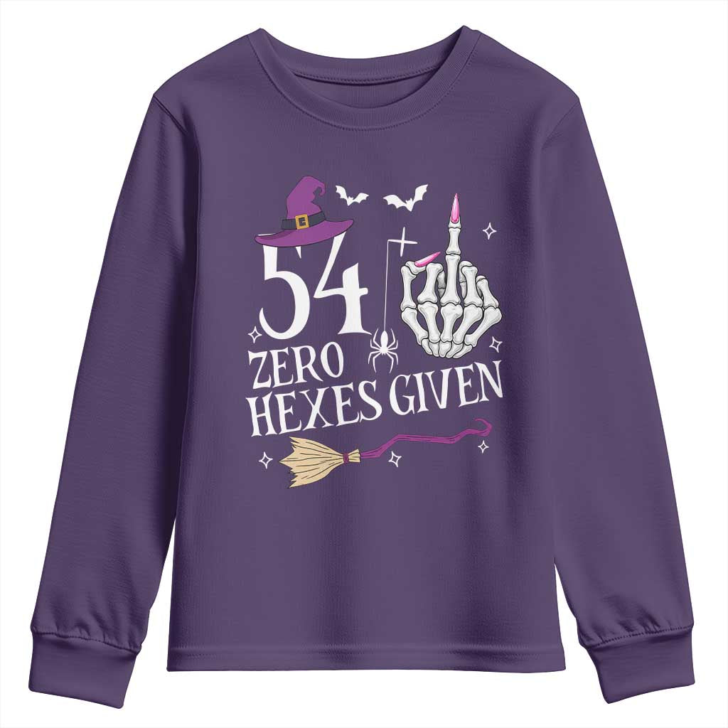 55th Birthday Halloween Youth Sweatshirt 54 Plus Middle Finger Zero Hexes Given Gift For Women TS14 Purple Print Your Wear