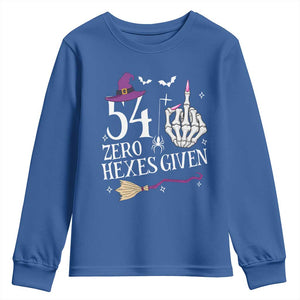 55th Birthday Halloween Youth Sweatshirt 54 Plus Middle Finger Zero Hexes Given Gift For Women TS14 Royal Blue Print Your Wear