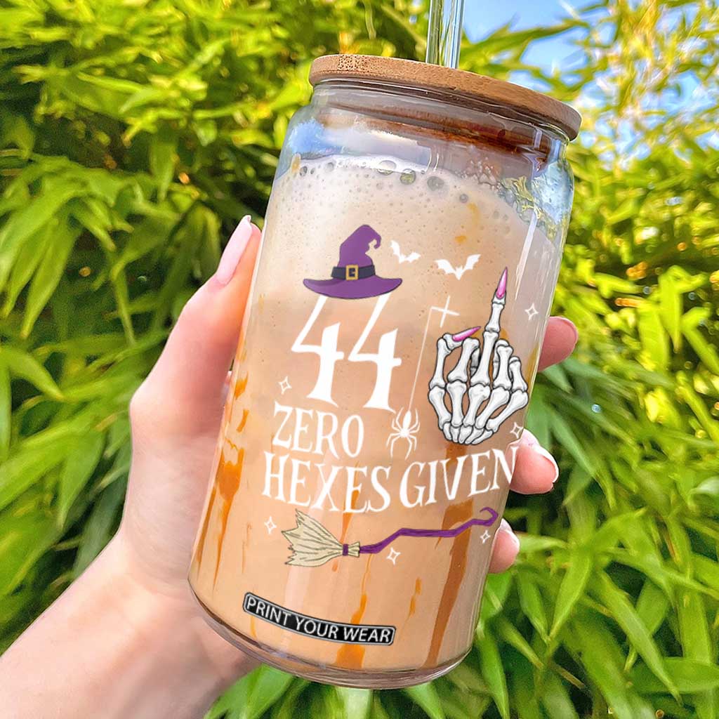 45th Birthday Halloween Glass Can 44 Plus Middle Finger Zero Hexes Given Gift For Women TS14 Black Print Your Wear