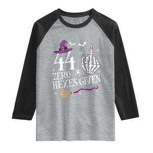 45th Birthday Halloween Raglan Shirt 44 Plus Middle Finger Zero Hexes Given Gift For Women TS14 Heather Gray Black Print Your Wear