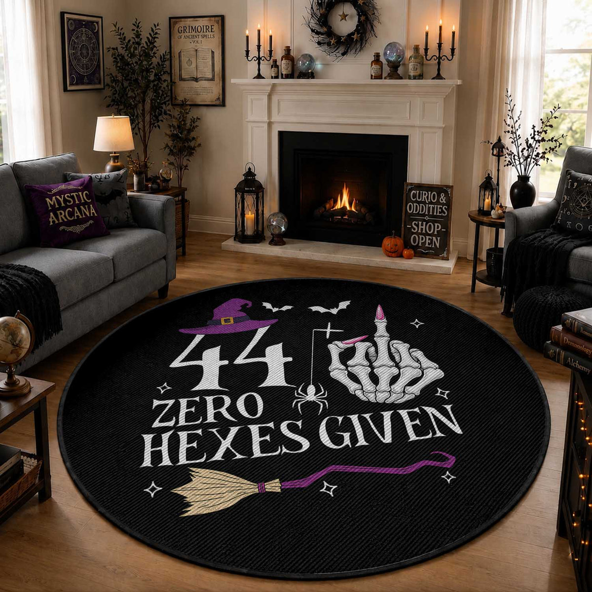 45th Birthday Halloween Round Rug 44 Plus Middle Finger Zero Hexes Given Gift For Women