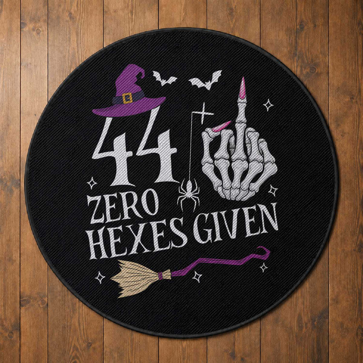 45th Birthday Halloween Round Rug 44 Plus Middle Finger Zero Hexes Given Gift For Women