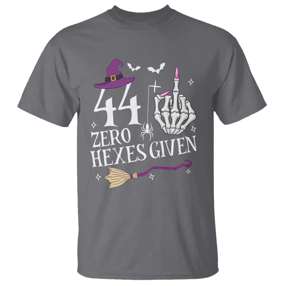 45th Birthday Halloween T Shirt 44 Plus Middle Finger Zero Hexes Given Gift For Women TS14 Charcoal Print Your Wear