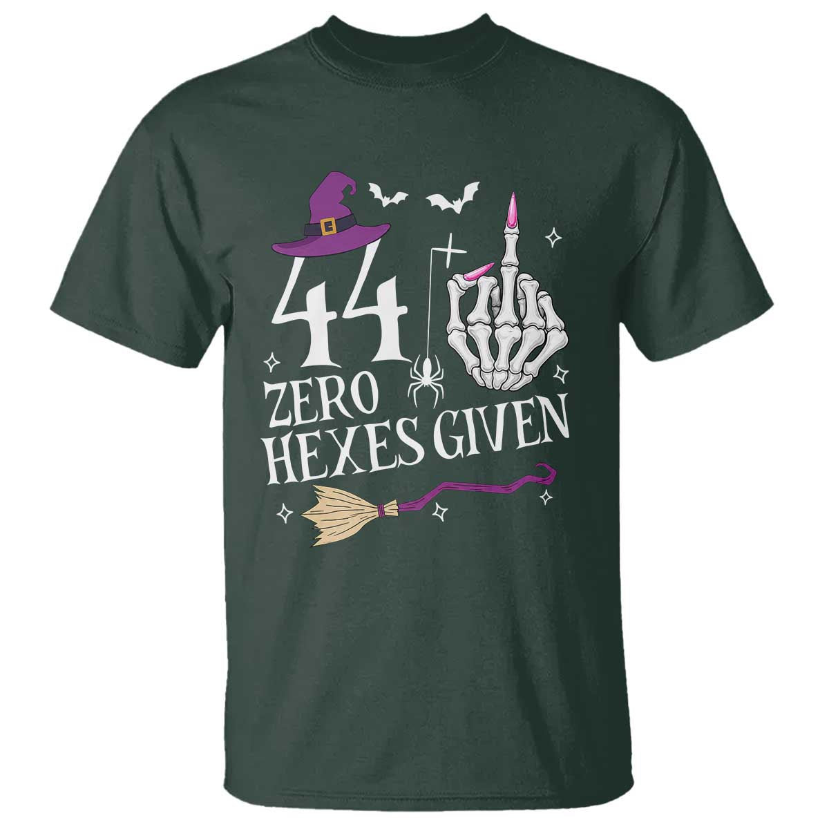 45th Birthday Halloween T Shirt 44 Plus Middle Finger Zero Hexes Given Gift For Women TS14 Dark Forest Green Print Your Wear