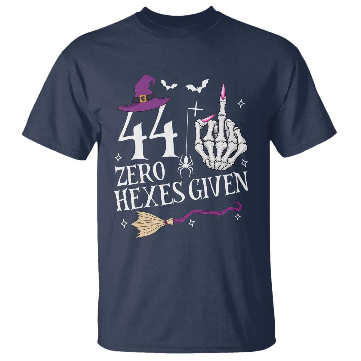 45th Birthday Halloween T Shirt 44 Plus Middle Finger Zero Hexes Given Gift For Women TS14 Navy Print Your Wear