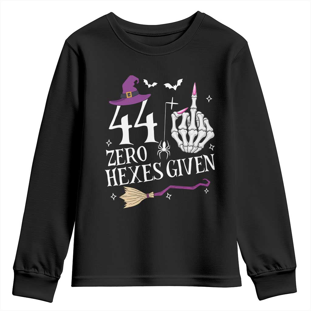 45th Birthday Halloween Youth Sweatshirt 44 Plus Middle Finger Zero Hexes Given Gift For Women TS14 Black Print Your Wear