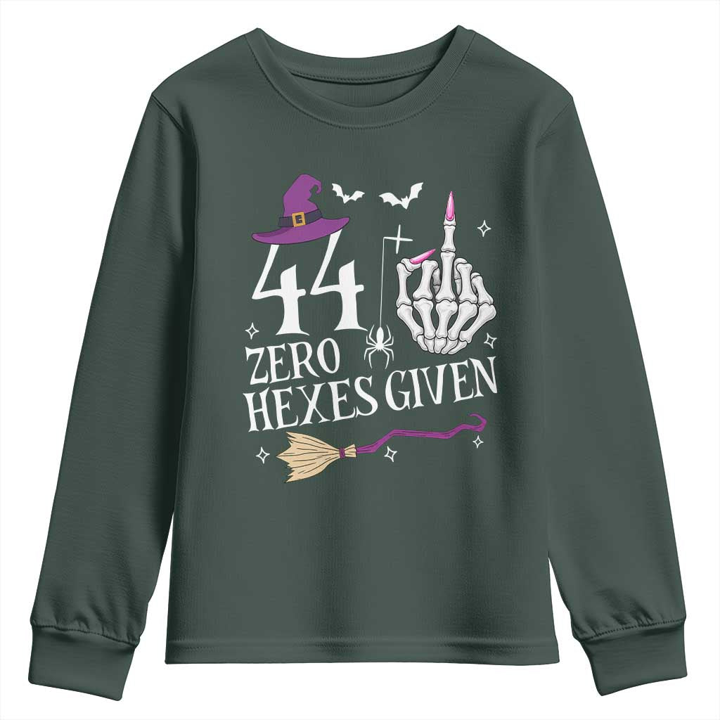 45th Birthday Halloween Youth Sweatshirt 44 Plus Middle Finger Zero Hexes Given Gift For Women TS14 Dark Forest Green Print Your Wear