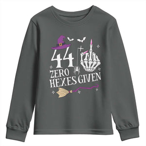 45th Birthday Halloween Youth Sweatshirt 44 Plus Middle Finger Zero Hexes Given Gift For Women TS14 Dark Heather Print Your Wear