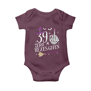 40th Birthday Halloween Baby Onesie 39 Plus Middle Finger Zero Hexes Given Gift For Women TS14 Maroon Print Your Wear