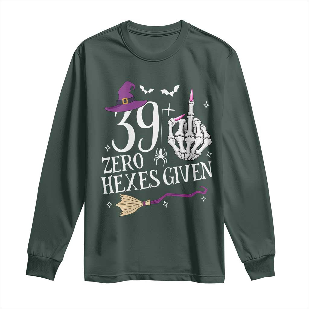 40th Birthday Halloween Long Sleeve Shirt 39 Plus Middle Finger Zero Hexes Given Gift For Women TS14 Dark Forest Green Print Your Wear