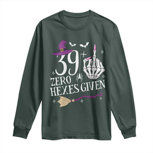 40th Birthday Halloween Long Sleeve Shirt 39 Plus Middle Finger Zero Hexes Given Gift For Women TS14 Dark Forest Green Print Your Wear