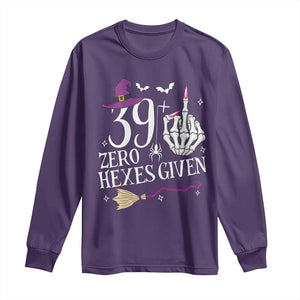 40th Birthday Halloween Long Sleeve Shirt 39 Plus Middle Finger Zero Hexes Given Gift For Women TS14 Purple Print Your Wear