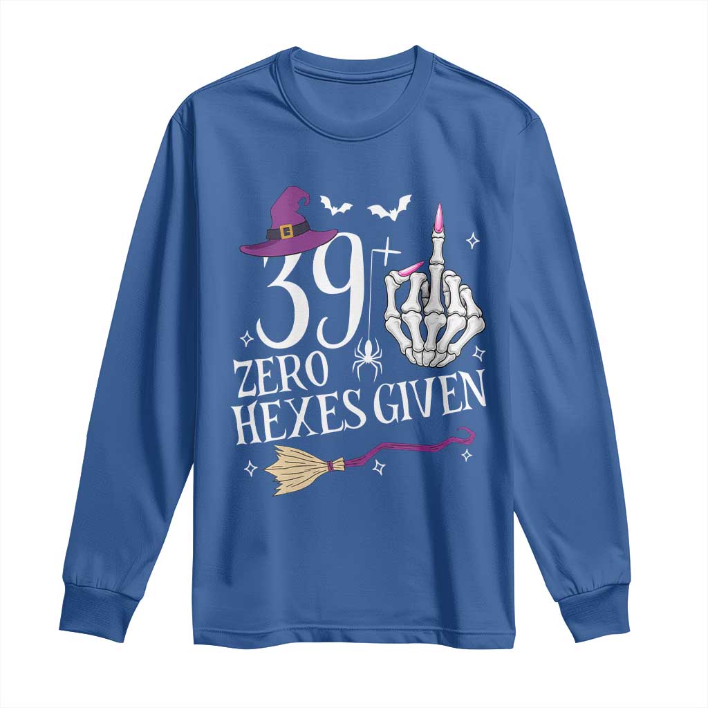 40th Birthday Halloween Long Sleeve Shirt 39 Plus Middle Finger Zero Hexes Given Gift For Women TS14 Royal Blue Print Your Wear