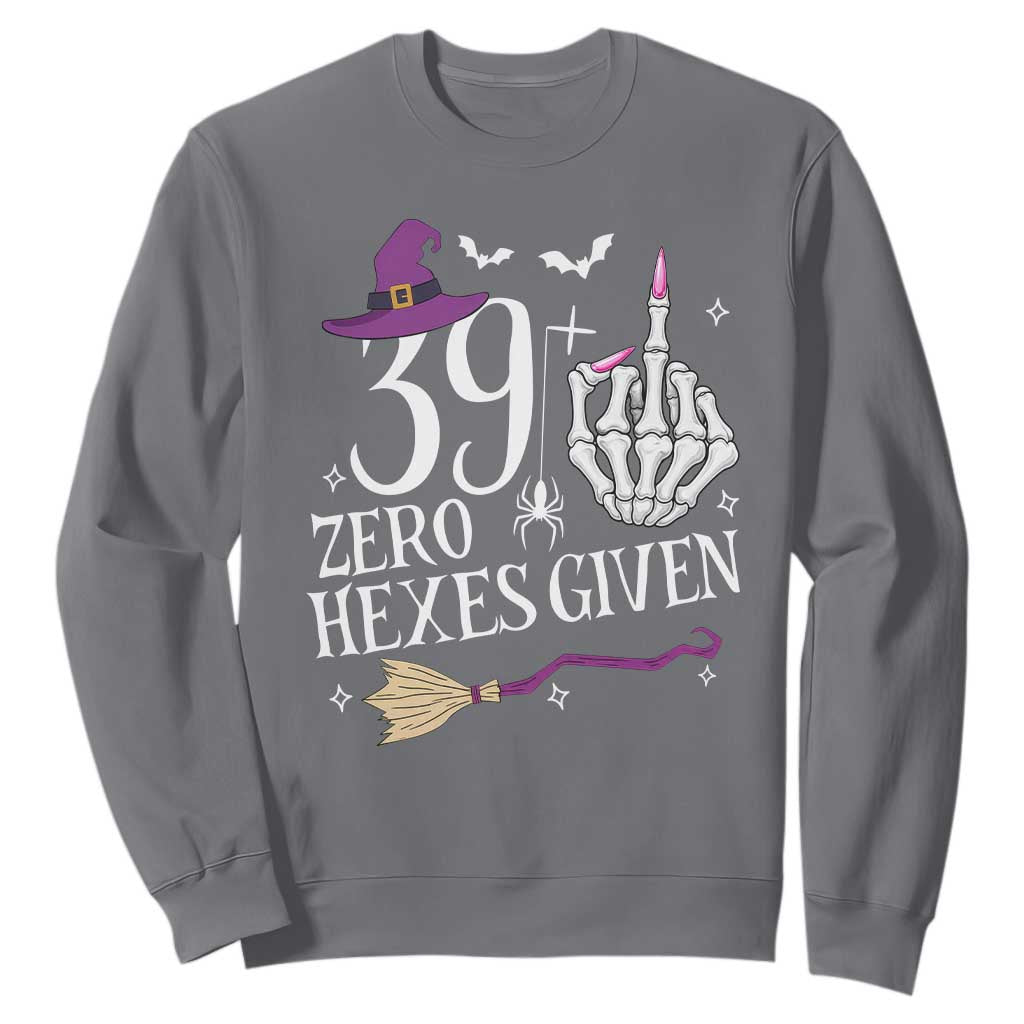 40th Birthday Halloween Sweatshirt 39 Plus Middle Finger Zero Hexes Given Gift For Women TS14 Charcoal Print Your Wear