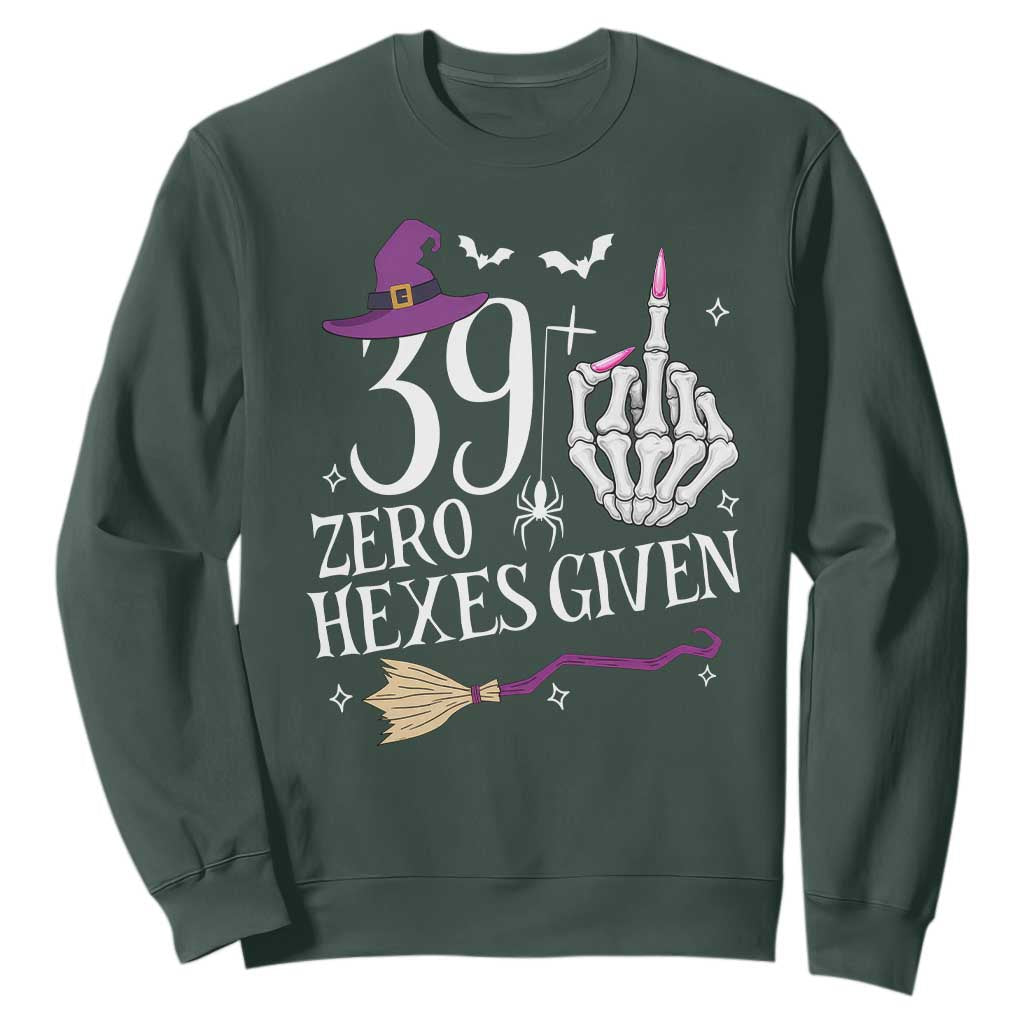 40th Birthday Halloween Sweatshirt 39 Plus Middle Finger Zero Hexes Given Gift For Women TS14 Dark Forest Green Print Your Wear
