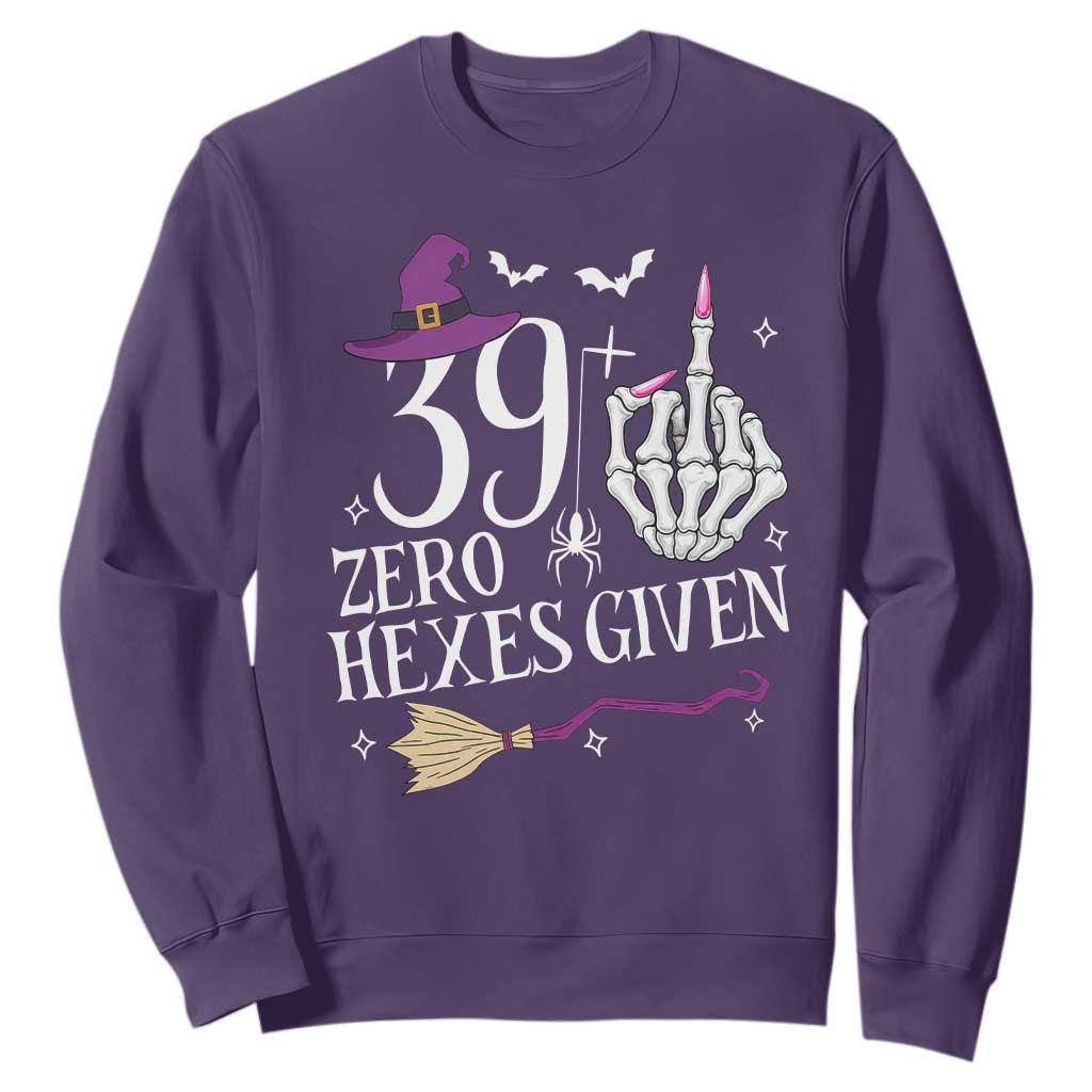 40th Birthday Halloween Sweatshirt 39 Plus Middle Finger Zero Hexes Given Gift For Women TS14 Purple Print Your Wear