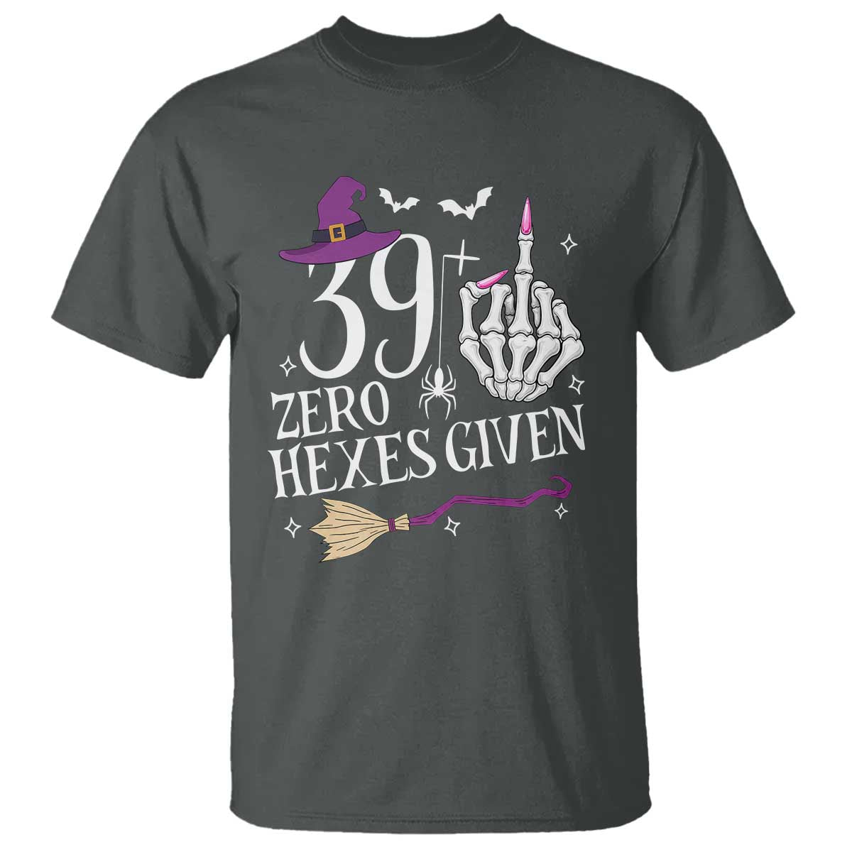 40th Birthday Halloween T Shirt 39 Plus Middle Finger Zero Hexes Given Gift For Women TS14 Dark Heather Print Your Wear