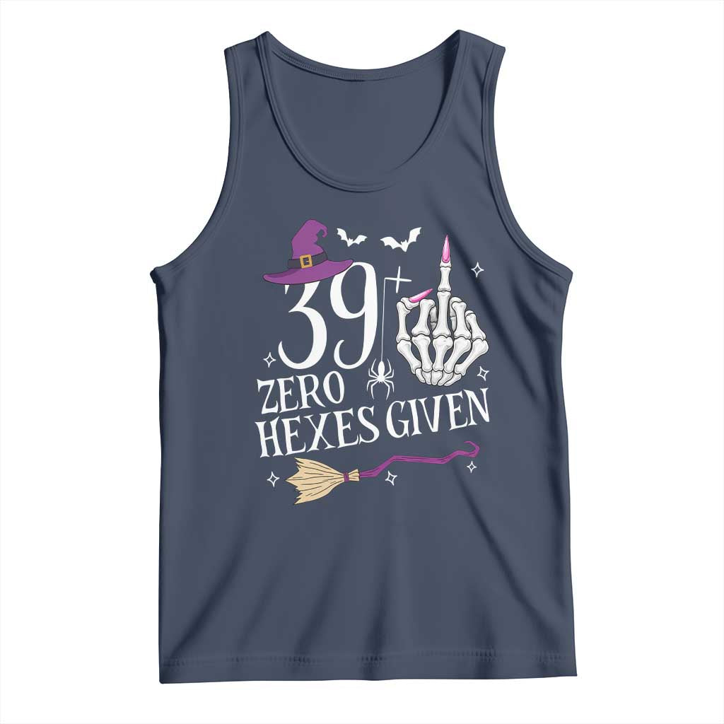 40th Birthday Halloween Tank Top 39 Plus Middle Finger Zero Hexes Given Gift For Women TS14 Navy Print Your Wear