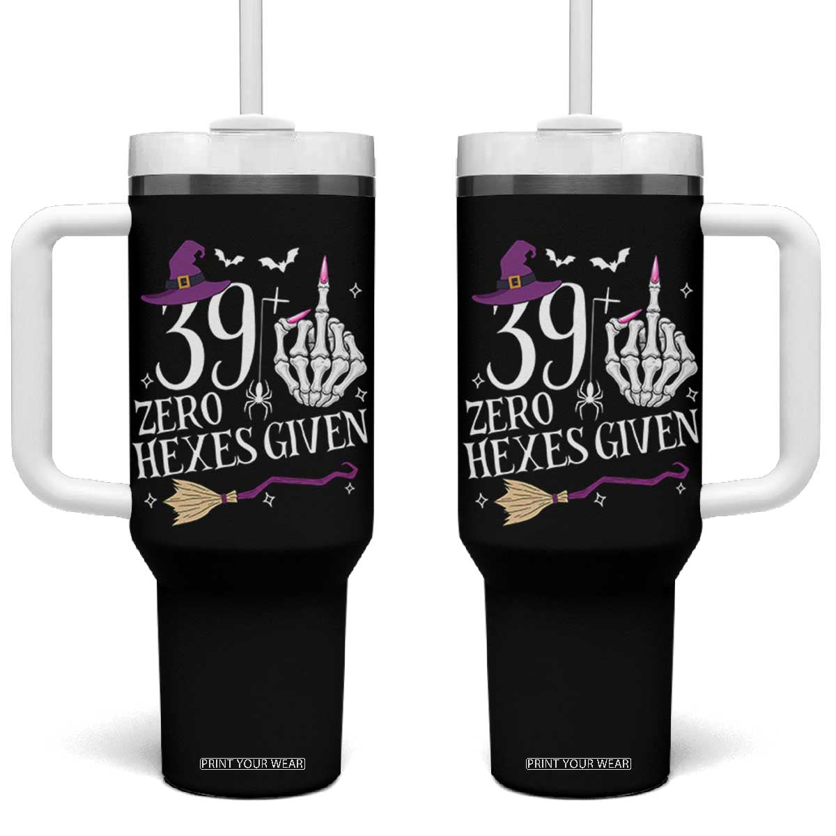 40th Birthday Halloween Tumbler With Handle 39 Plus Middle Finger Zero Hexes Given Gift For Women TS14 One Size: 40 oz Black Print Your Wear