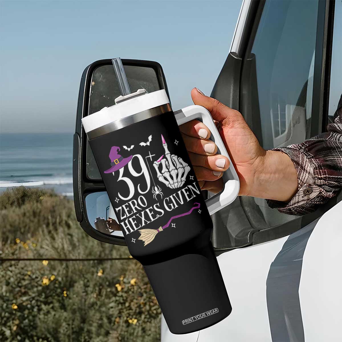 40th Birthday Halloween Tumbler With Handle 39 Plus Middle Finger Zero Hexes Given Gift For Women TS14 Print Your Wear