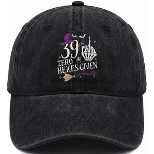 40th Birthday Halloween Washed Cotton Baseball Cap 39 Plus Middle Finger Zero Hexes Given Gift For Women TS14 Print Your Wear