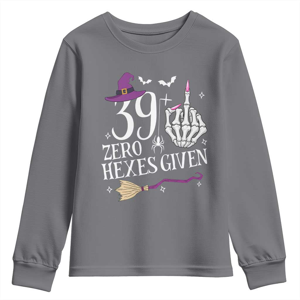 40th Birthday Halloween Youth Sweatshirt 39 Plus Middle Finger Zero Hexes Given Gift For Women TS14 Charcoal Print Your Wear