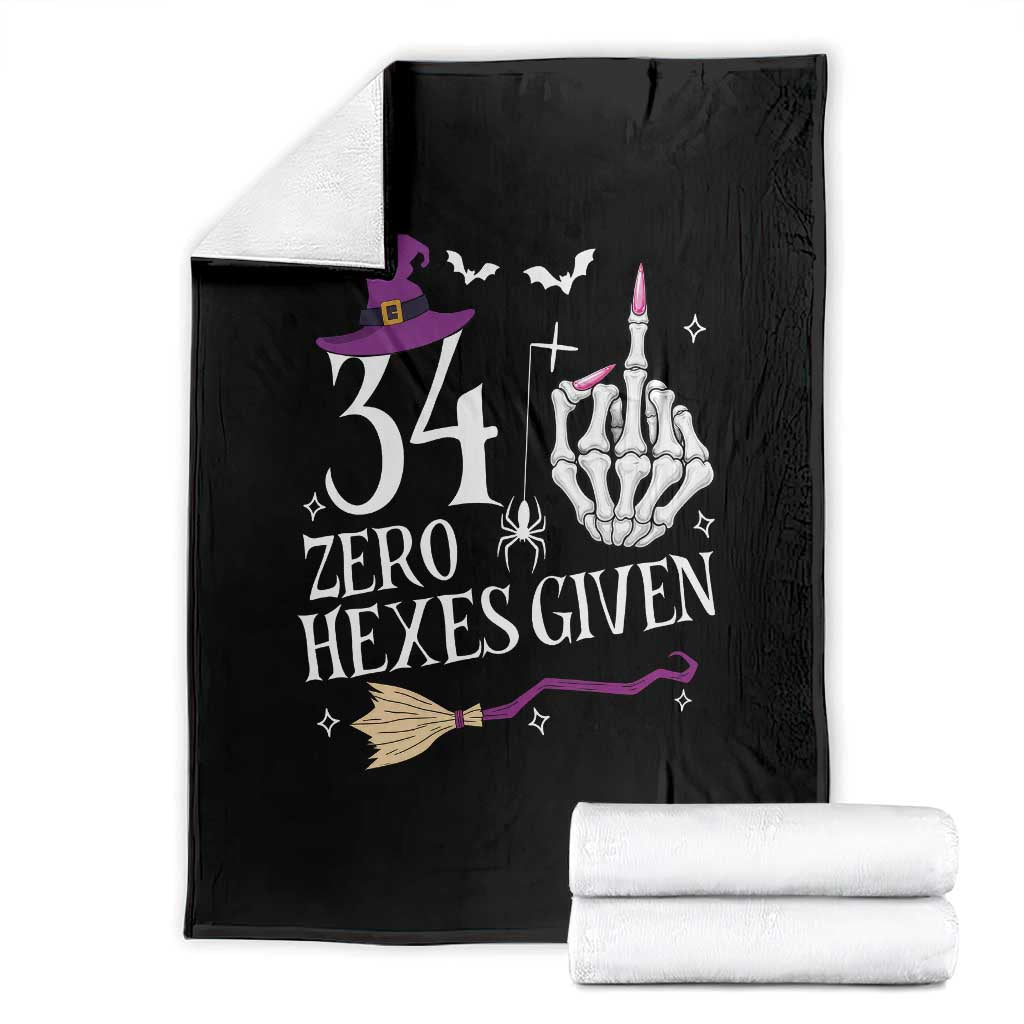 35th Birthday Halloween Throw Blanket 34 Plus Middle Finger Zero Hexes Given Gift For Women TS14 Black Print Your Wear
