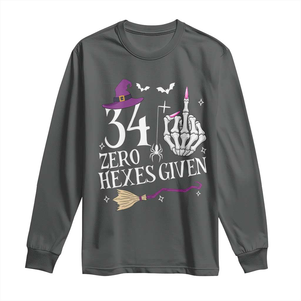 35th Birthday Halloween Long Sleeve Shirt 34 Plus Middle Finger Zero Hexes Given Gift For Women TS14 Dark Heather Print Your Wear