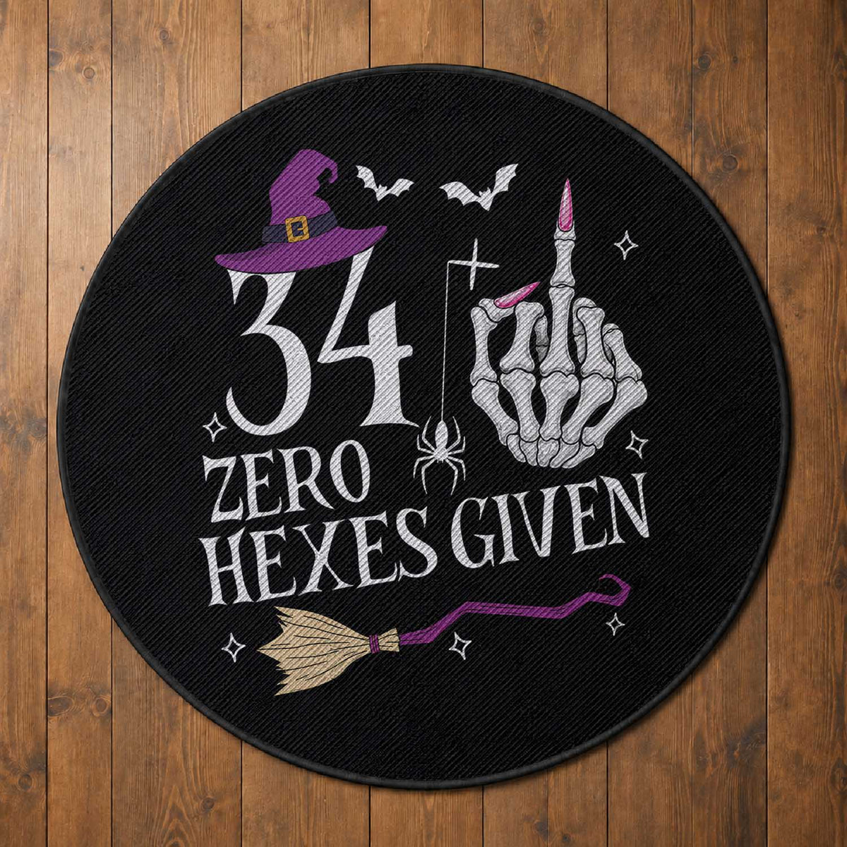 35th Birthday Halloween Round Rug 34 Plus Middle Finger Zero Hexes Given Gift For Women