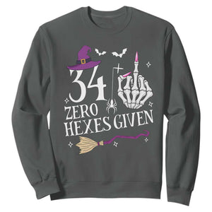 35th Birthday Halloween Sweatshirt 34 Plus Middle Finger Zero Hexes Given Gift For Women TS14 Dark Heather Print Your Wear