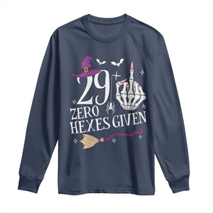 30th Birthday Halloween Long Sleeve Shirt 29 Plus Middle Finger Zero Hexes Given Gift For Women TS14 Navy Print Your Wear