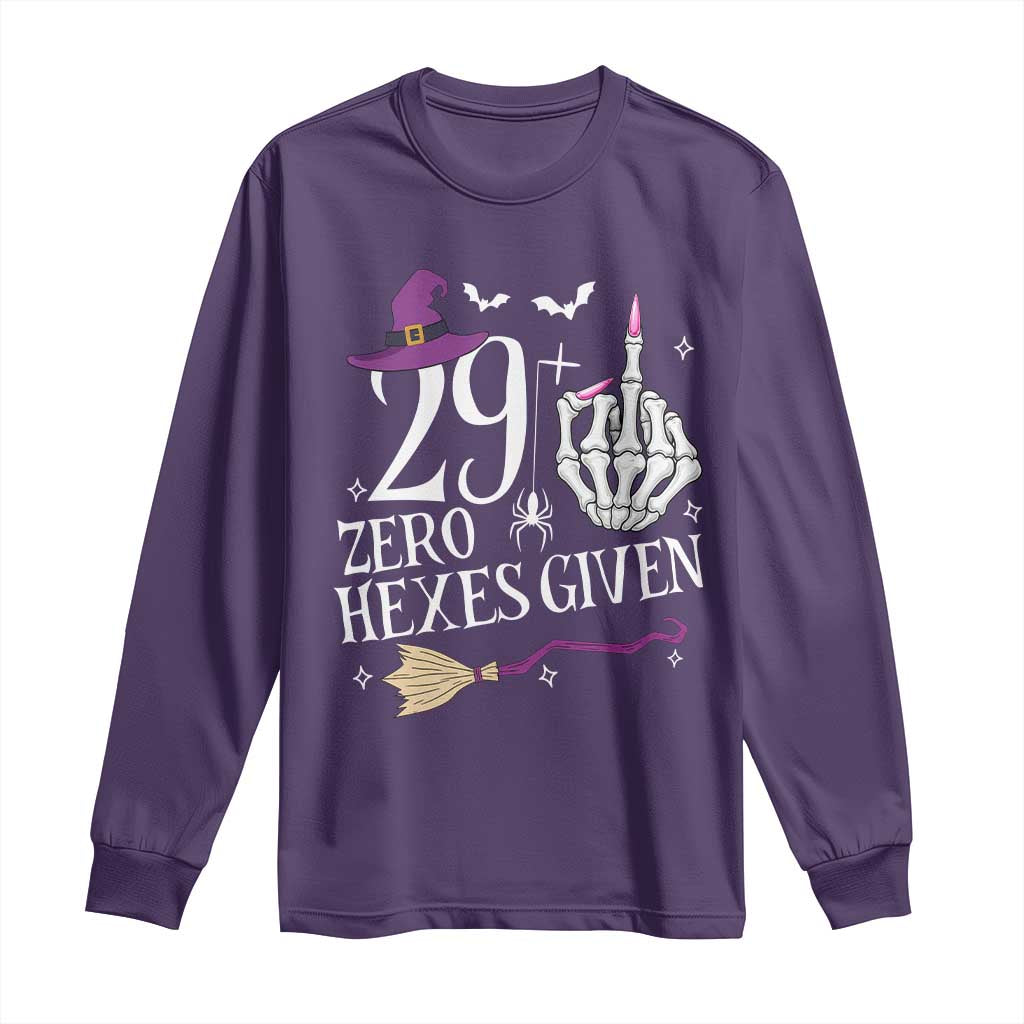 30th Birthday Halloween Long Sleeve Shirt 29 Plus Middle Finger Zero Hexes Given Gift For Women TS14 Purple Print Your Wear
