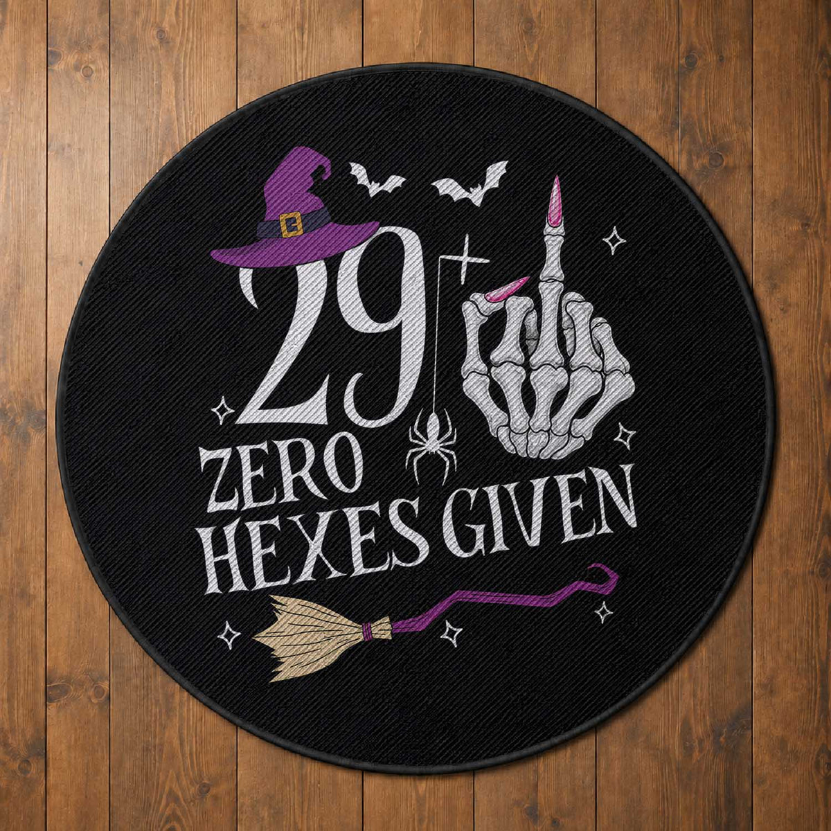 30th Birthday Halloween Round Rug 29 Plus Middle Finger Zero Hexes Given Gift For Women