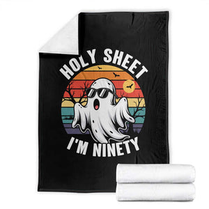 90th Birthday Halloween Ghost Throw Blanket Holy Sheet I'm Ninety TS14 Black Print Your Wear