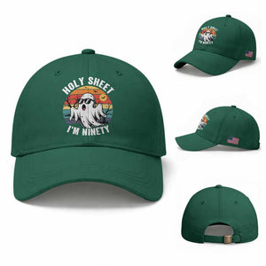90th Birthday Halloween Ghost Baseball Cap Holy Sheet I'm Ninety TS14 Baseball Cap Universal Fit Irish Green Print Your Wear