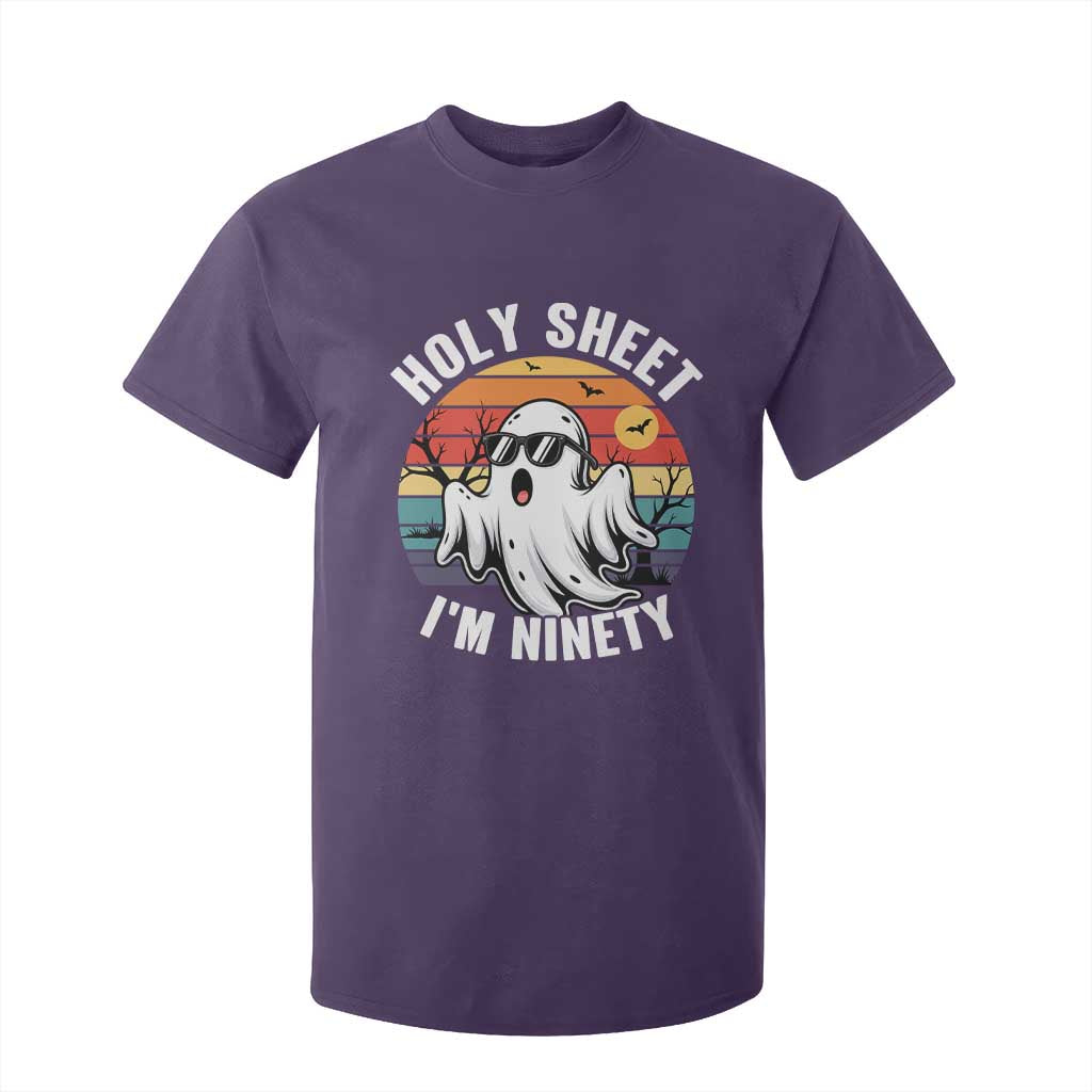 90th Birthday Halloween Ghost T Shirt For Kid Holy Sheet I'm Ninety TS14 Purple Print Your Wear