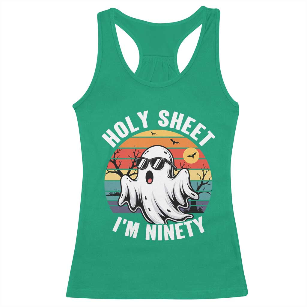 90th Birthday Halloween Ghost Racerback Tank Top Holy Sheet I'm Ninety TS14 Irish Green Print Your Wear