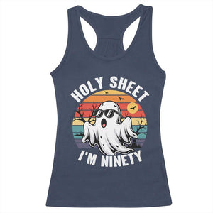 90th Birthday Halloween Ghost Racerback Tank Top Holy Sheet I'm Ninety TS14 Navy Print Your Wear