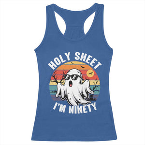 90th Birthday Halloween Ghost Racerback Tank Top Holy Sheet I'm Ninety TS14 Royal Blue Print Your Wear