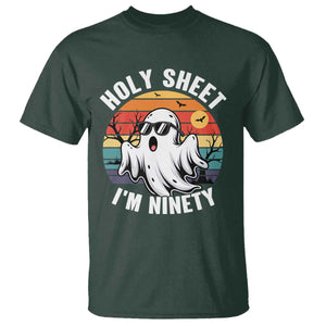 90th Birthday Halloween Ghost T Shirt Holy Sheet I'm Ninety TS14 Dark Forest Green Print Your Wear