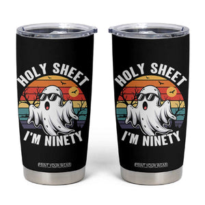 90th Birthday Halloween Ghost Tumbler Cup Holy Sheet I'm Ninety TS14 Black Print Your Wear