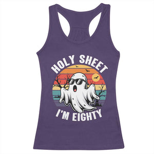 80th Birthday Halloween Ghost Racerback Tank Top Holy Sheet I'm Eighty TS14 Purple Print Your Wear