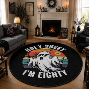 80th Birthday Halloween Ghost Round Rug Holy Sheet I'm Eighty
