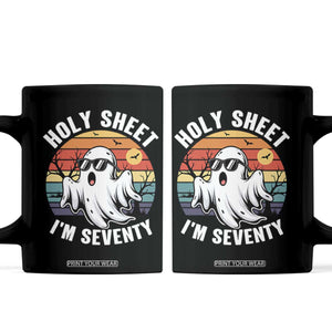 70th Birthday Halloween Ghost Coffee Mug Holy Sheet I'm Seventy TS14 Black Print Your Wear