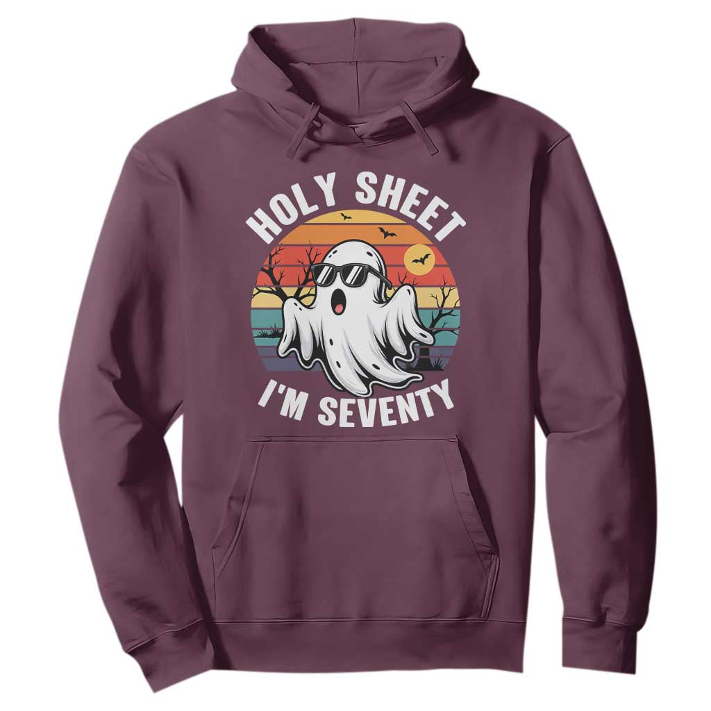 70th Birthday Halloween Ghost Hoodie Holy Sheet I'm Seventy TS14 Maroon Print Your Wear