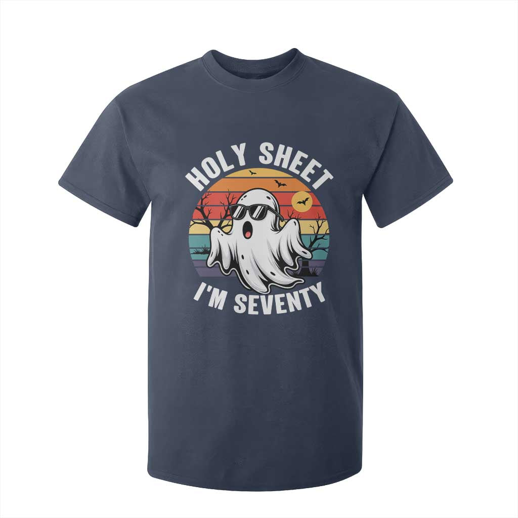 70th Birthday Halloween Ghost T Shirt For Kid Holy Sheet I'm Seventy TS14 Navy Print Your Wear