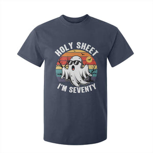70th Birthday Halloween Ghost T Shirt For Kid Holy Sheet I'm Seventy TS14 Navy Print Your Wear